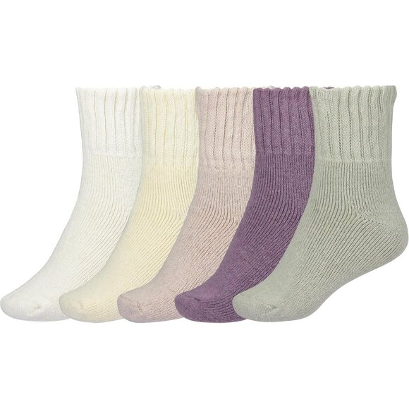 BenSorts Women5 Packs Beige Yellow Green Pink PurpleWinter Thick Warm Boot Socks - Picture 1 of 5